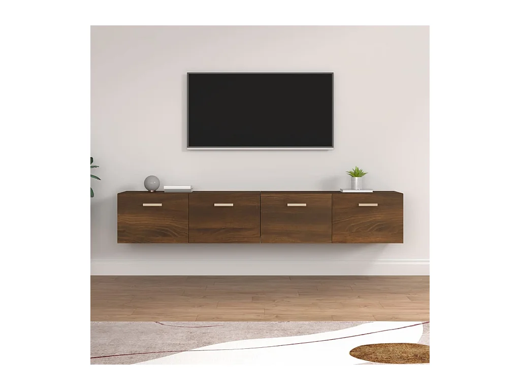 Wandkasten 2 st 100x36,5x35 cm bewerkt hout bruin eikenkleur BE731318