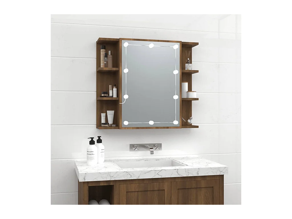 Armoire à miroir avec LED Chêne marron 70x16,5x60 cm FR48475