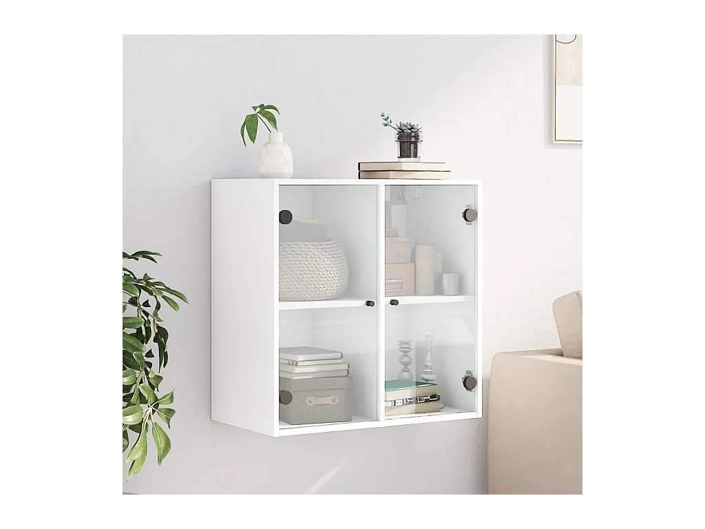 Armoire murale avec portes en verre blanc 68x37x68,5 cm FR28455