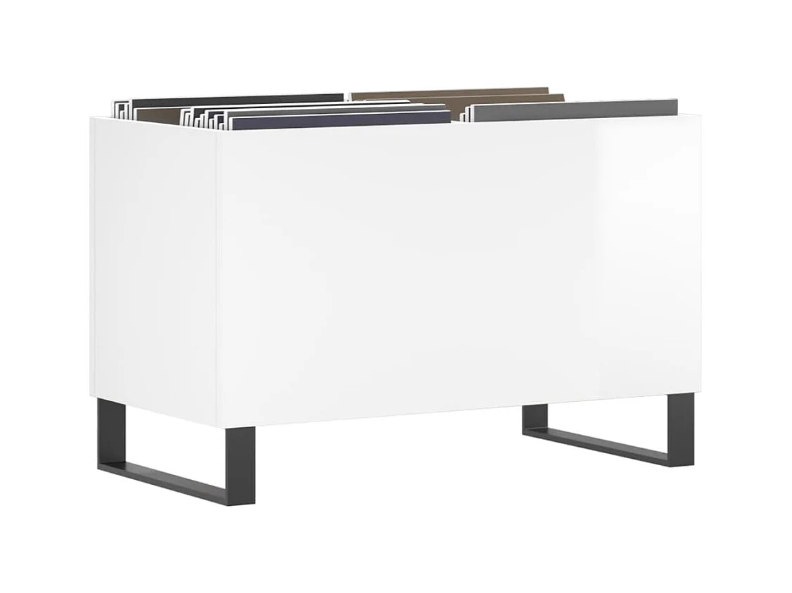 Armoire à disques blanc brillant 74,5x38x48cm bois d'ingénierie FR90640