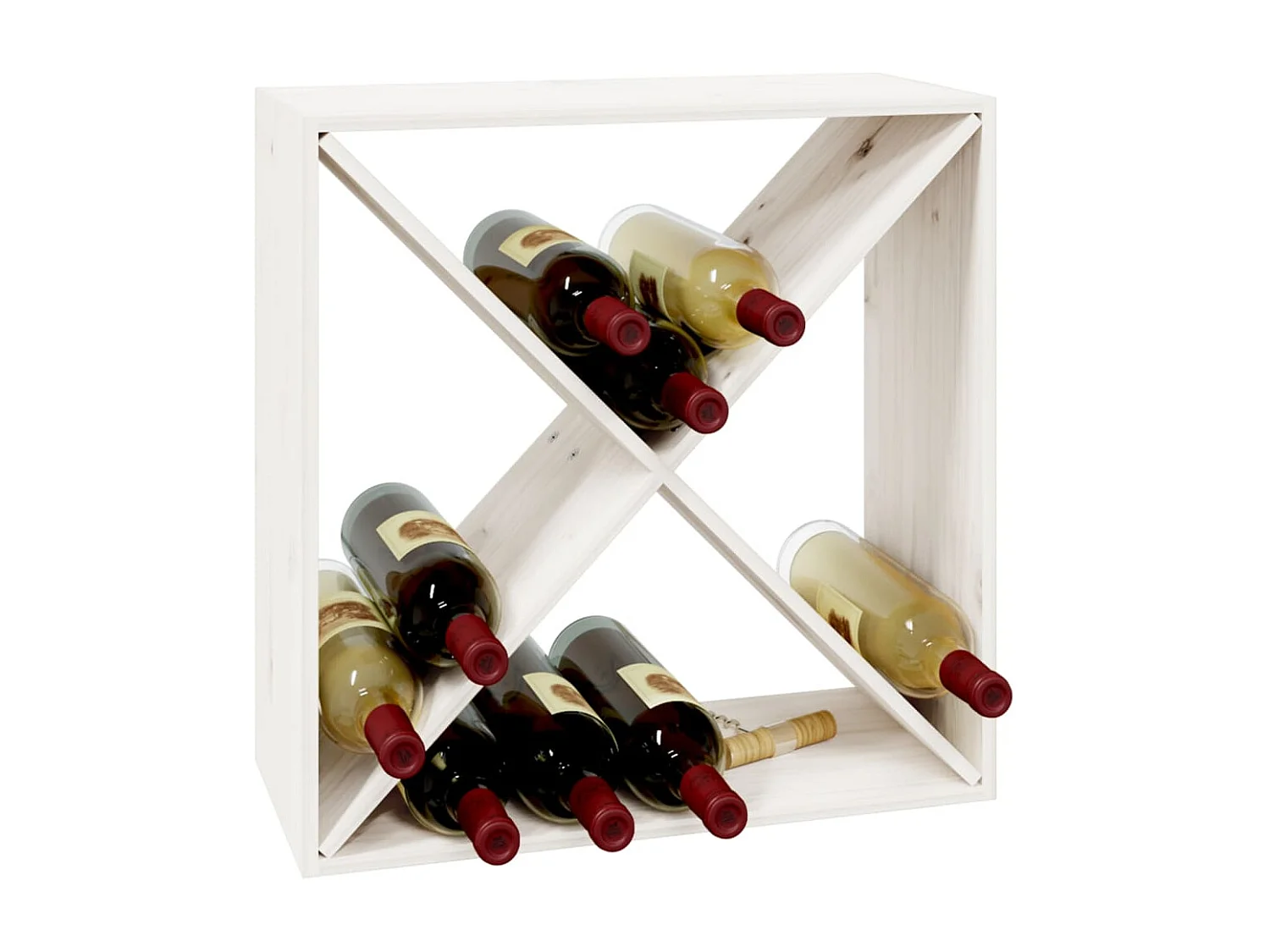 Botellero de madera maciza de pino blanco 62x25x62 cm ES243000