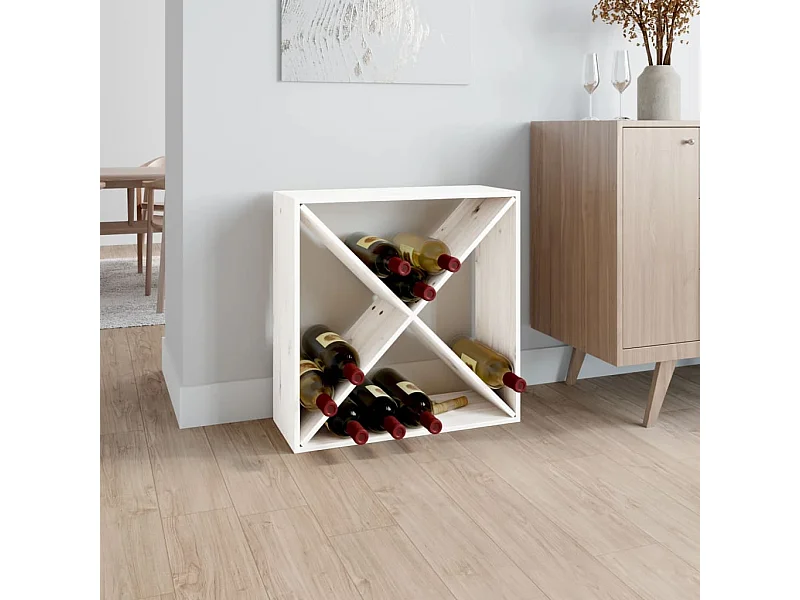 Wijnkast 62x25x62 cm massief grenenhout wit BE723916