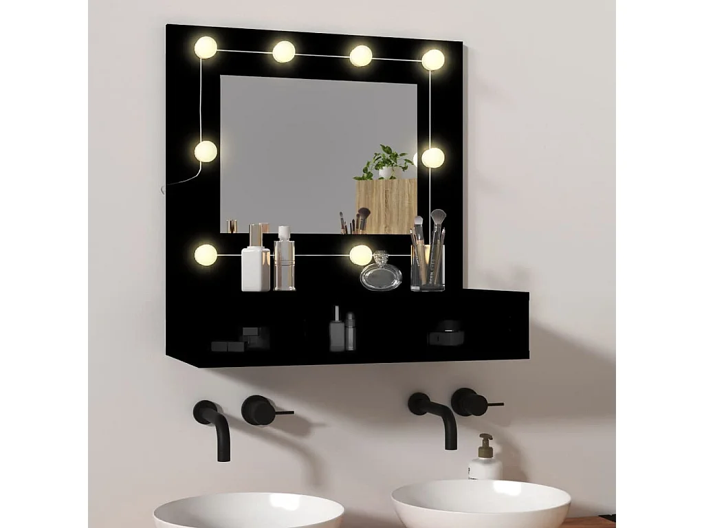 Armoire à miroir avec LED noir 60x31,5x62 cm FR81353