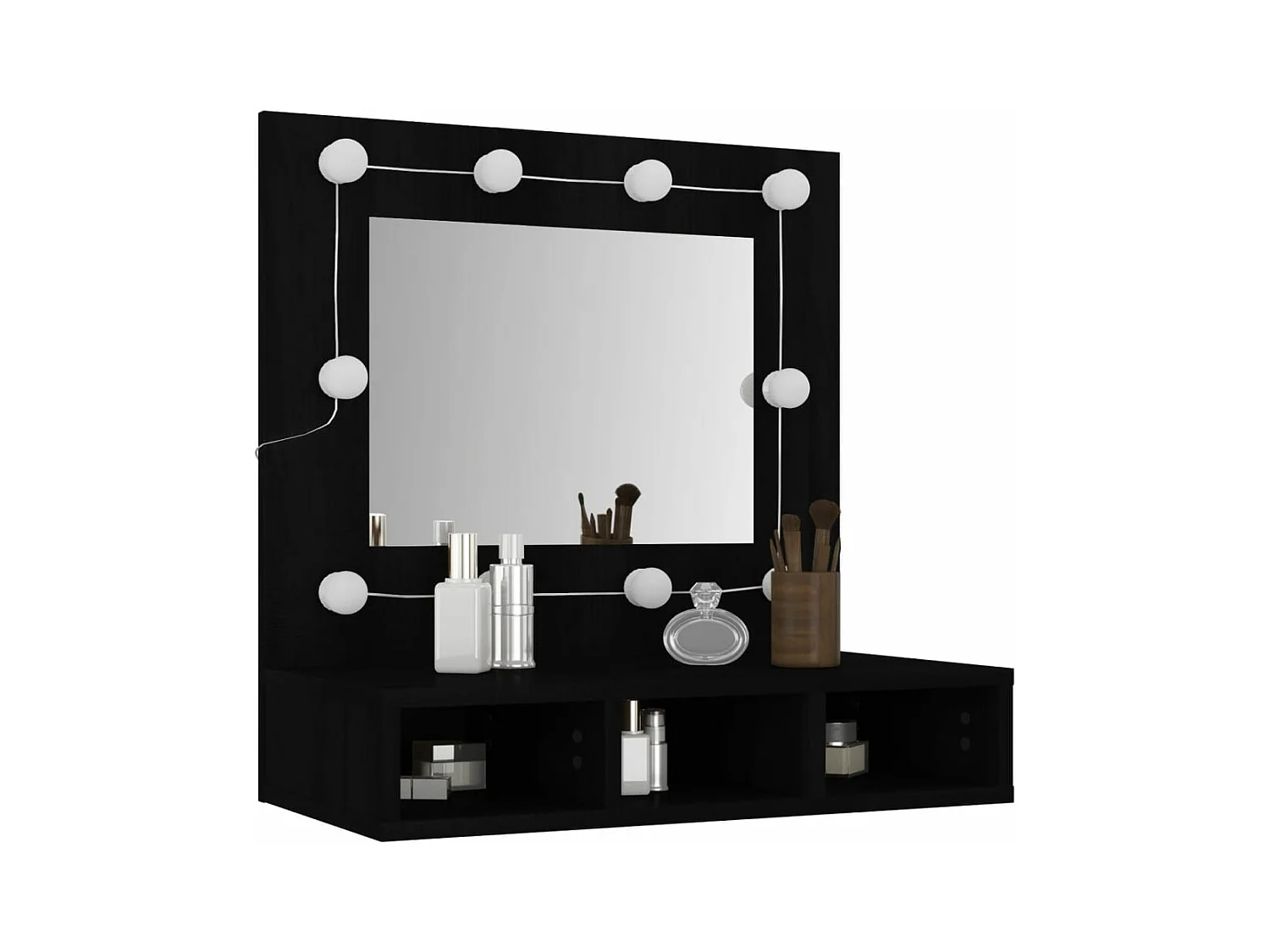 Mueble con espejo y LED negro 60x31,5x62 cm ES729499