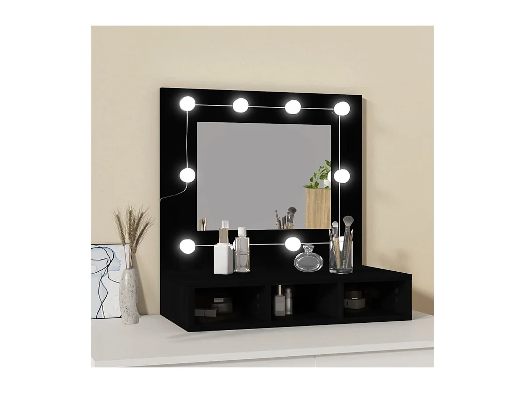 Mueble con espejo y LED negro 60x31,5x62 cm ES729499