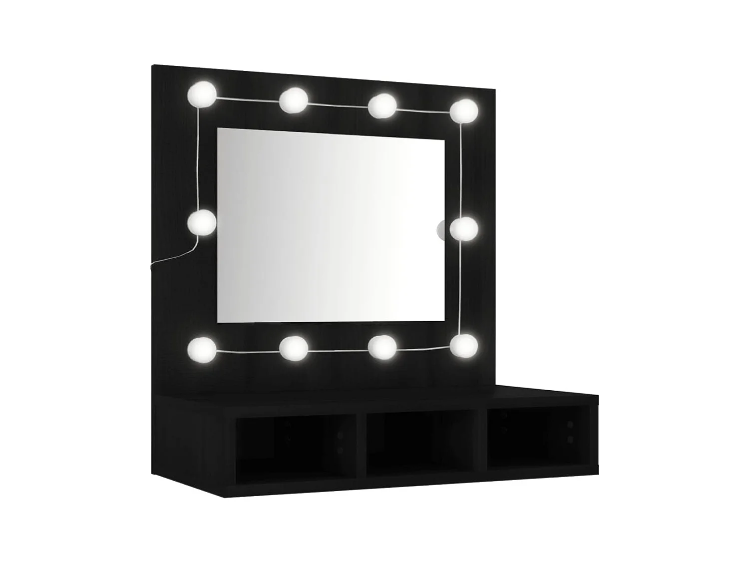 Mueble con espejo y LED negro 60x31,5x62 cm ES729499