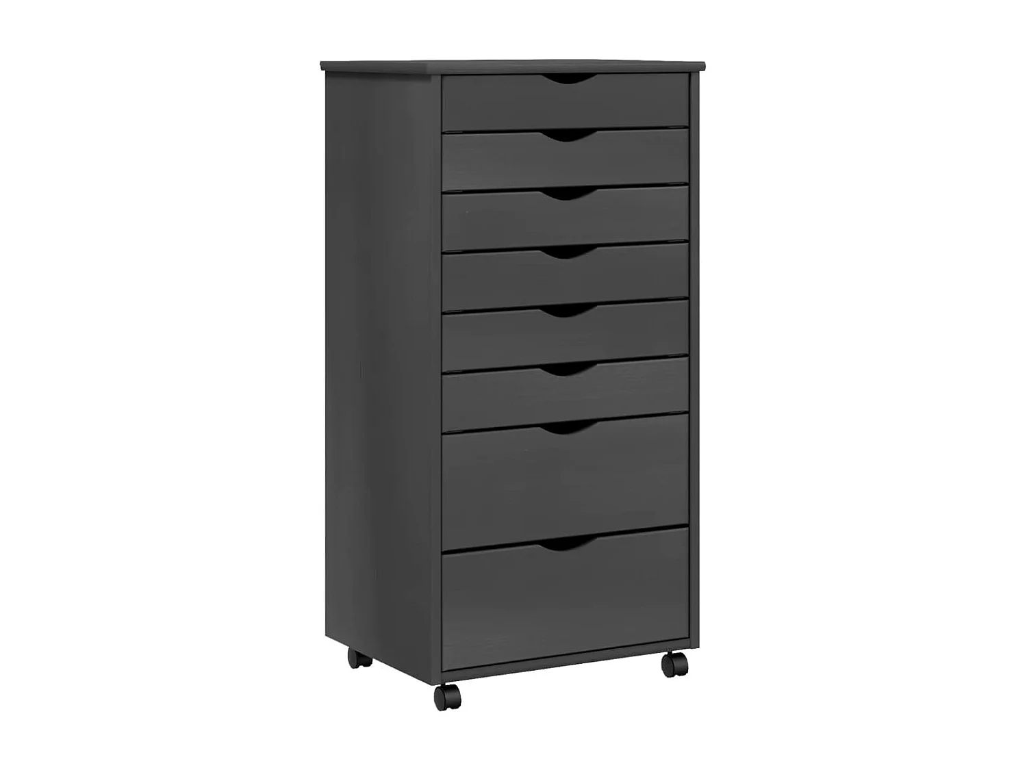 Armoire roulante avec tiroirs MOSS gris bois de pin solide FR34091