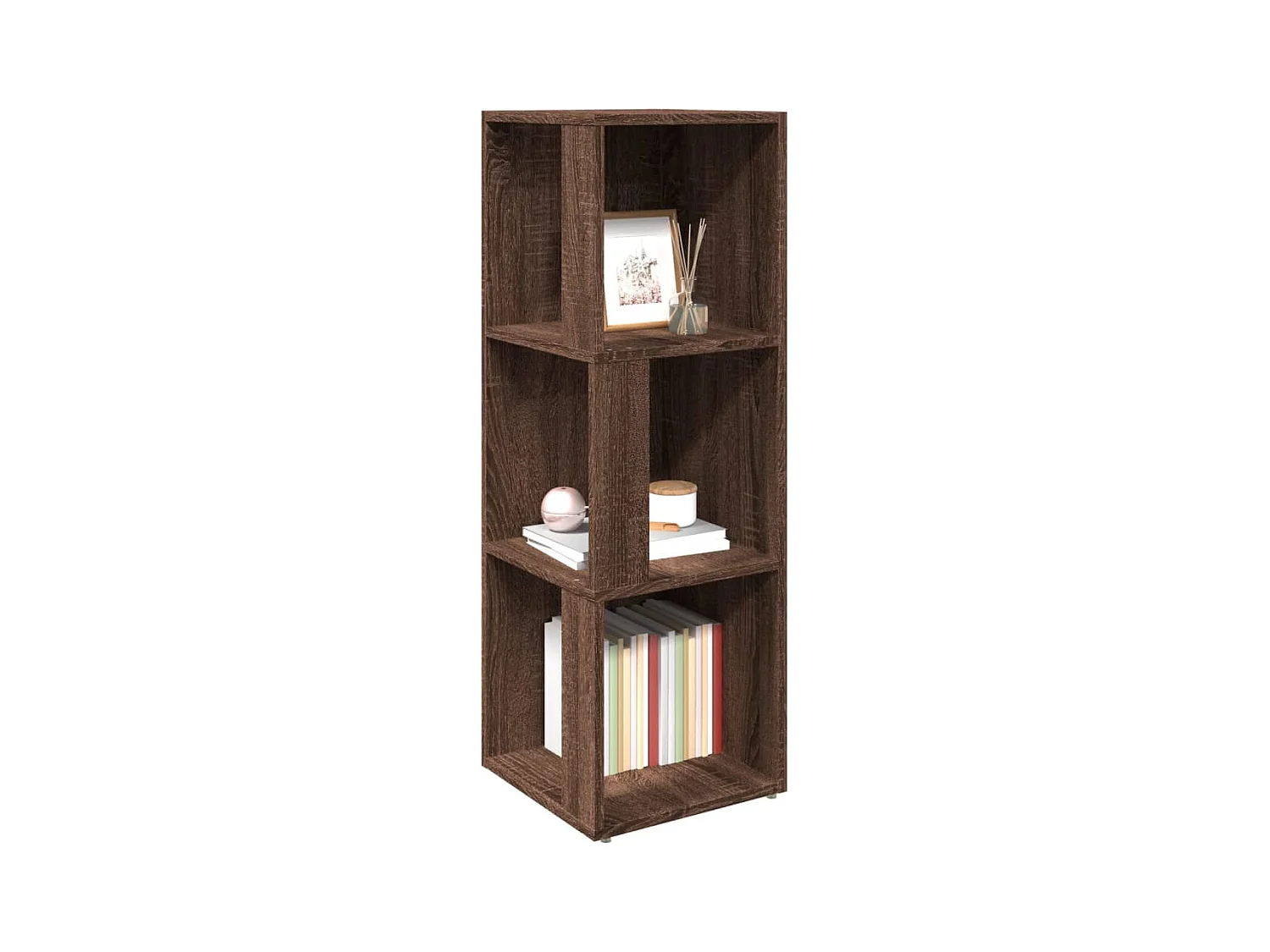 Hoekkast 33x33x100 cm bewerkt hout bruin eikenkleur BE702254