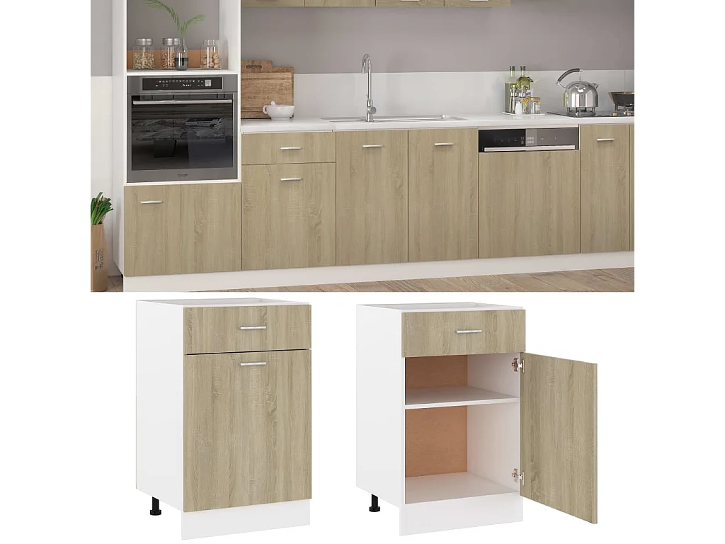 Armario inferior madera ingeniería roble ahumado 50x46x81,5 cm ES223812