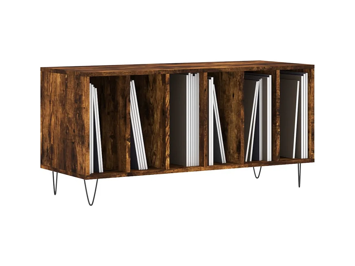 Armoire à disques chêne fumé 100x38x48 cm bois d'ingénierie FR81561