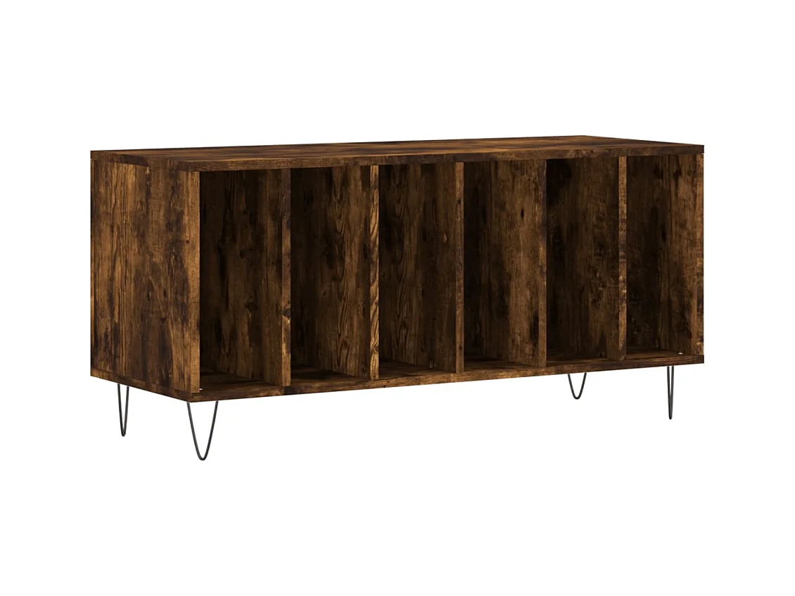 Platenkast 100x38x48 cm bewerkt hout gerookt eikenkleurig BE587556