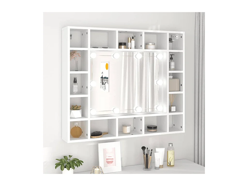 Armoire de miroir avec LED Blanc 91x15x76,5 cm FR16990