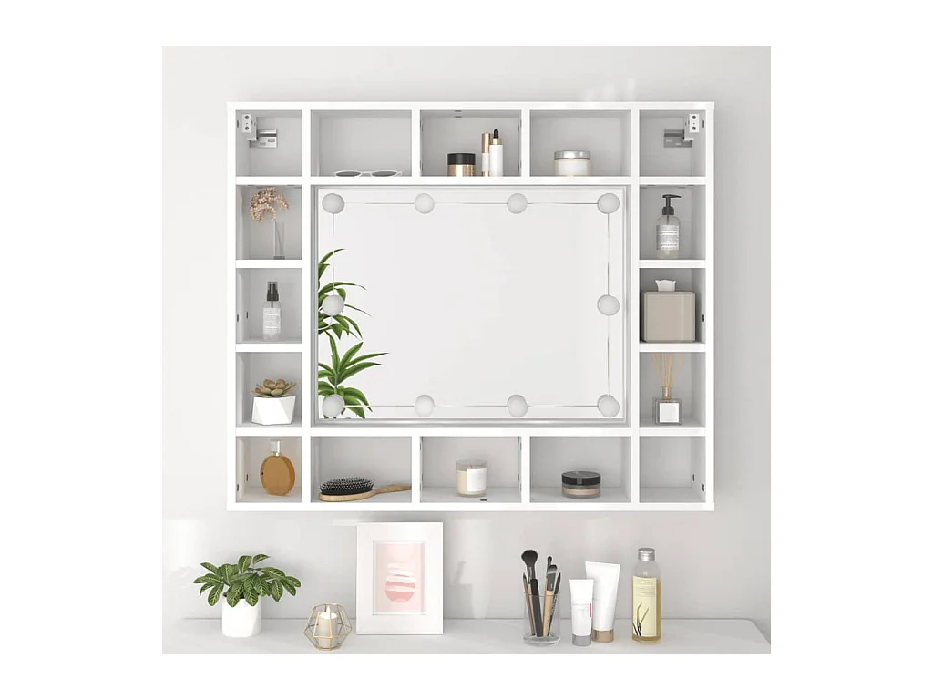 Mueble con espejo y LED blanco 91x15x76,5 cm ES952322