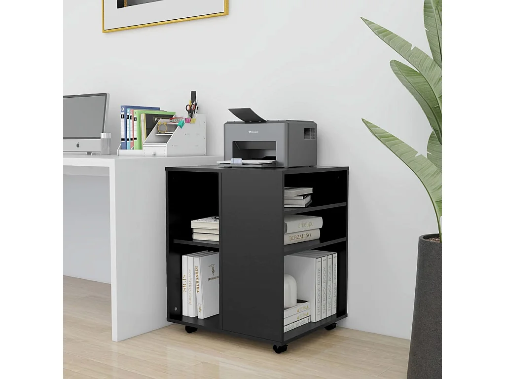 Armoire à roulettes Noir 60x53x72 cm Bois d’ingénierie FR68685