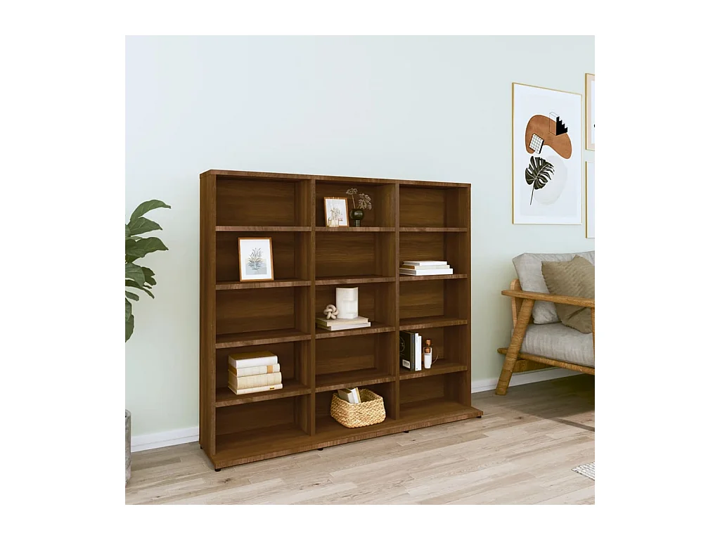 Cd-kast 102x23x89,5 cm bewerkt hout bruin eikenkleur BE110253