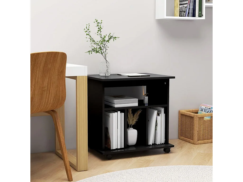 Armoire à roulettes Noir 60x45x60 cm Bois d’ingénierie FR30820