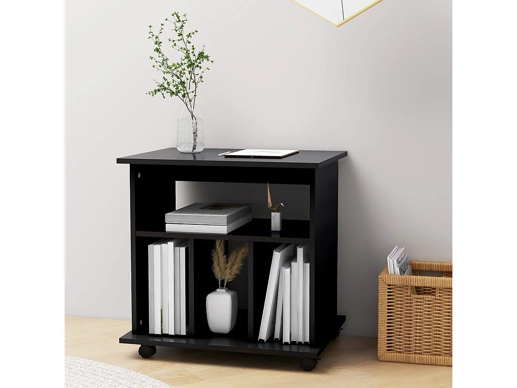 Armoire à roulettes Noir 60x45x60 cm Bois d’ingénierie FR30820