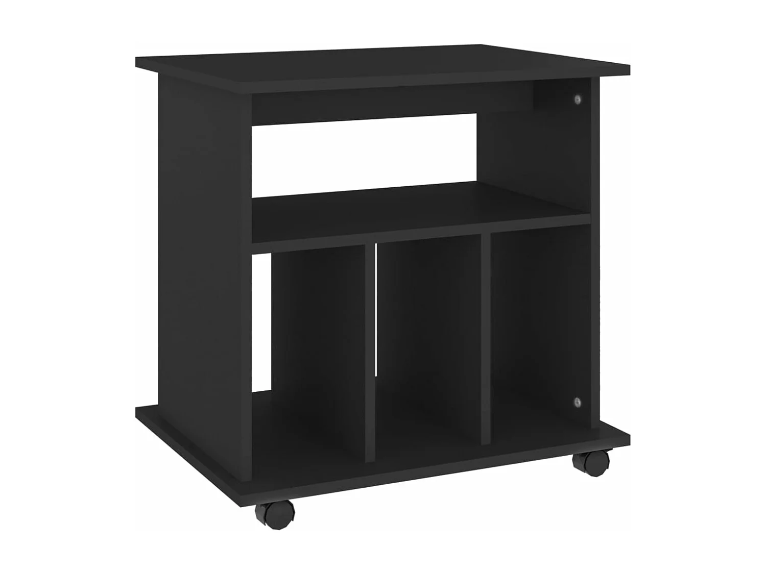 Armoire à roulettes Noir 60x45x60 cm Bois d’ingénierie FR30820