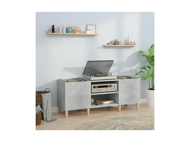 Armoire à disques gris béton 121x38x48 cm bois d'ingénierie FR11309