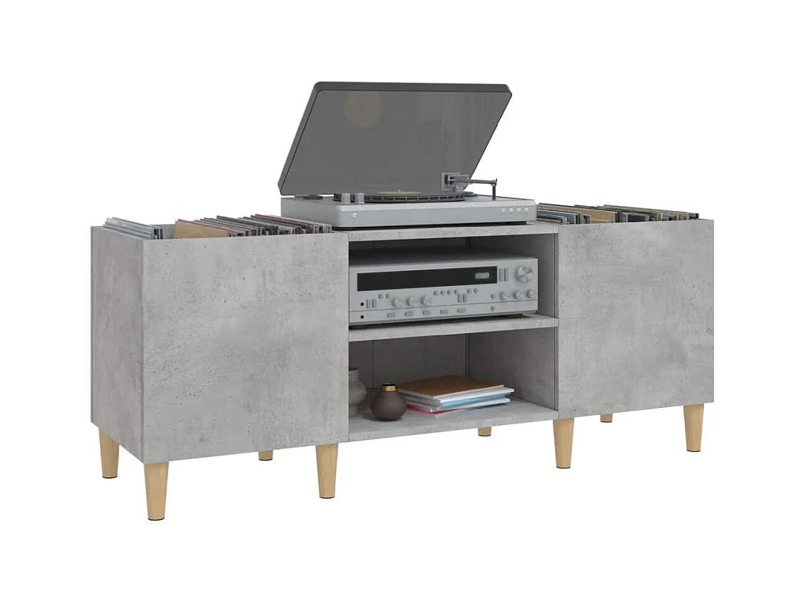 Armoire à disques gris béton 121x38x48 cm bois d'ingénierie FR11309