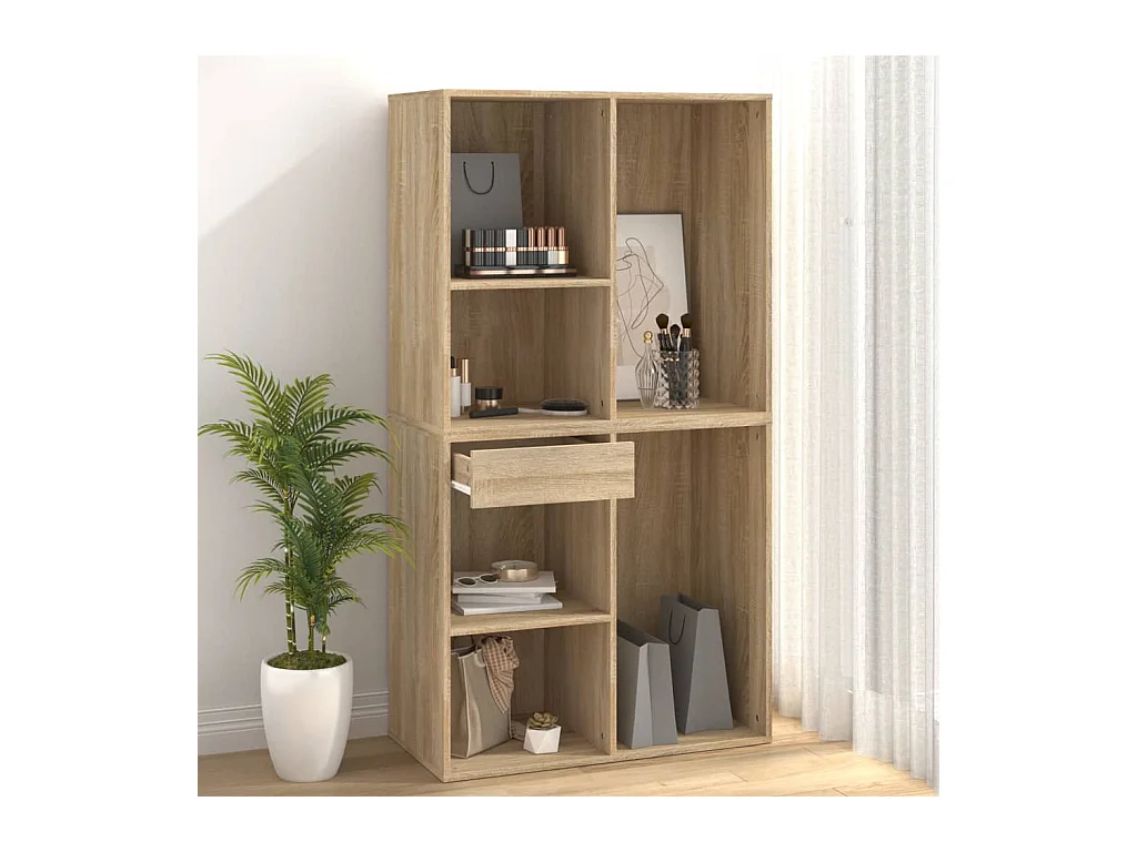 Armario maquillaje madera contrachapada roble Sonoma 80x40x75cm ES497862