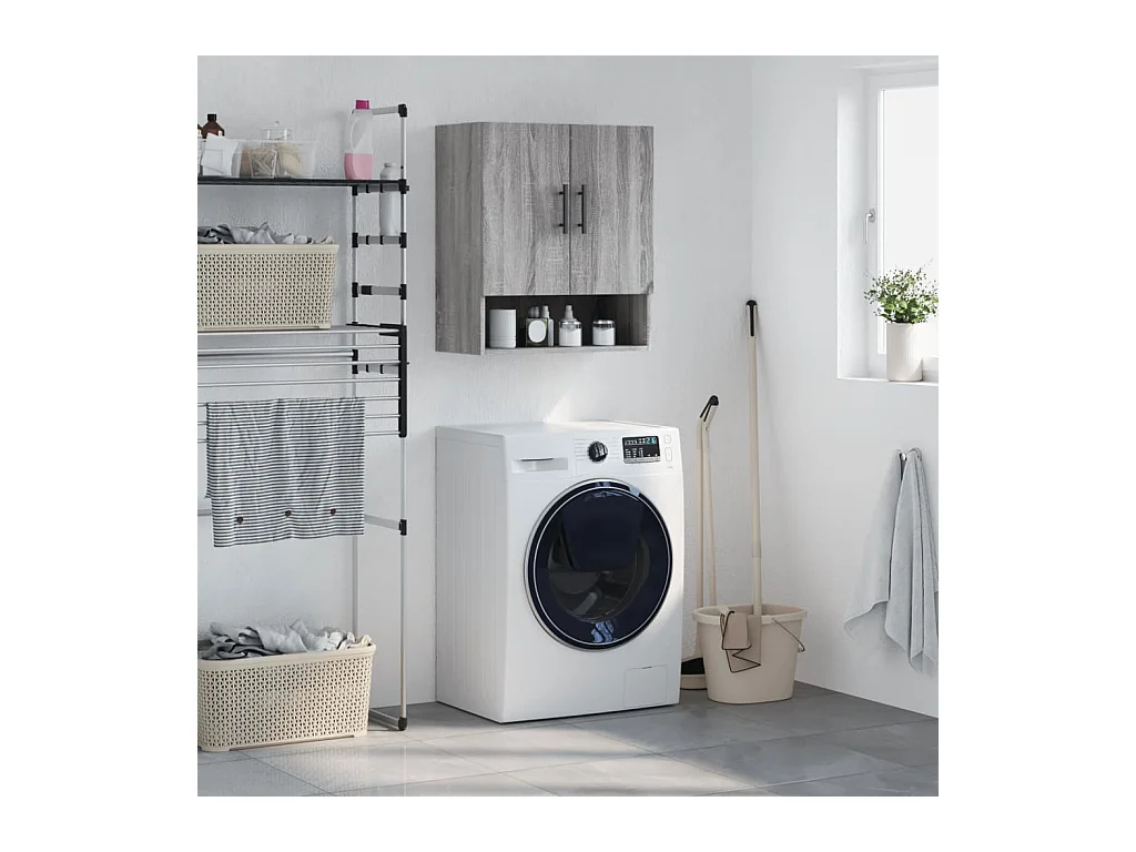 Wandkast 60x31x70 cm bewerkt hout grijs sonoma eikenkleurig BE770813