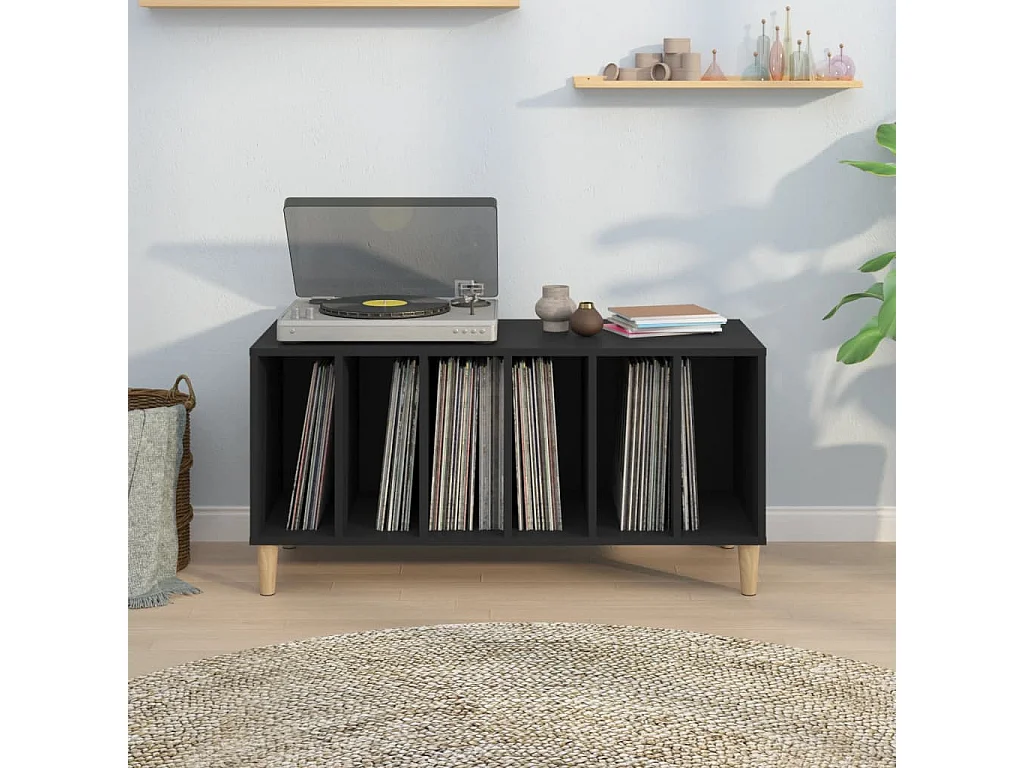 Armoire à disques noir 100x38x48 cm bois d'ingénierie FR91525