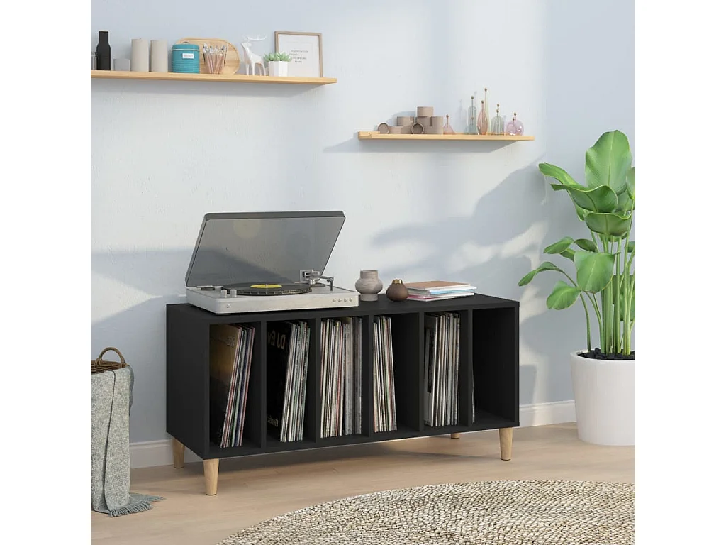 Armoire à disques noir 100x38x48 cm bois d'ingénierie FR91525