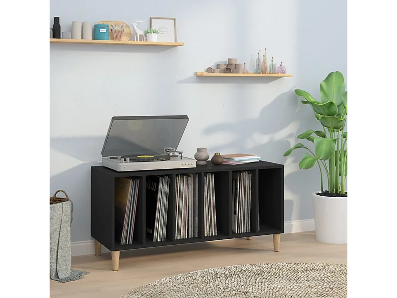 Mueble para discos madera contrachapada negro 100x38x48 cm ES599971