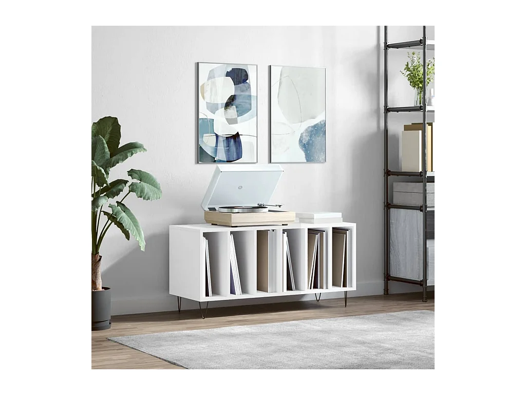 Armoire à disques blanc brillant 100x38x48 cm bois d'ingénierie FR57803