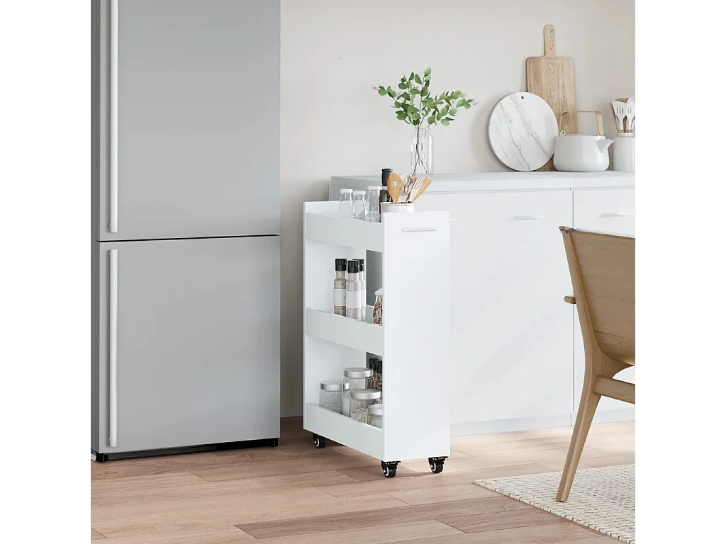 Armoire avec roues blanc 60x22x79 cm bois d'ingénierie FR87463