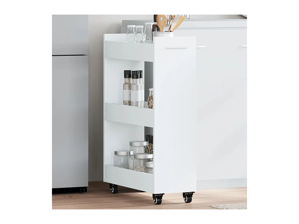 Armoire avec roues blanc 60x22x79 cm bois d'ingénierie FR87463