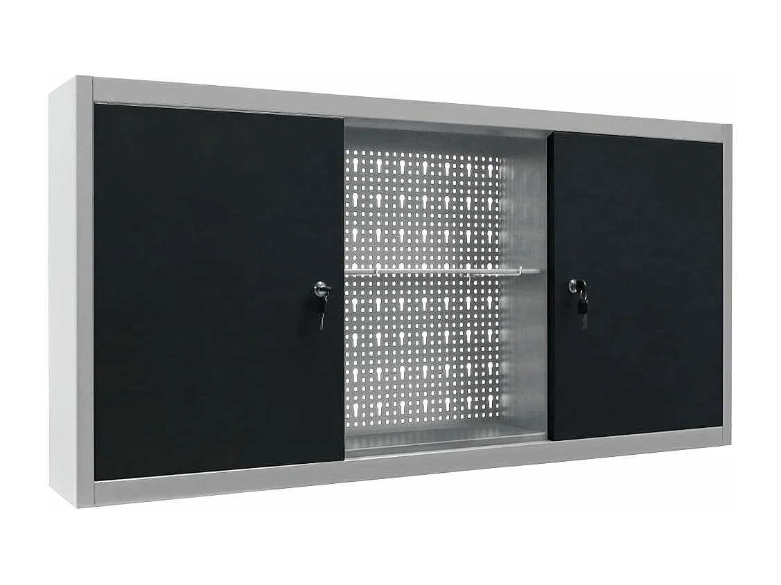 Armoire à outils murale Style Industriel Métal Gris et noir FR31548