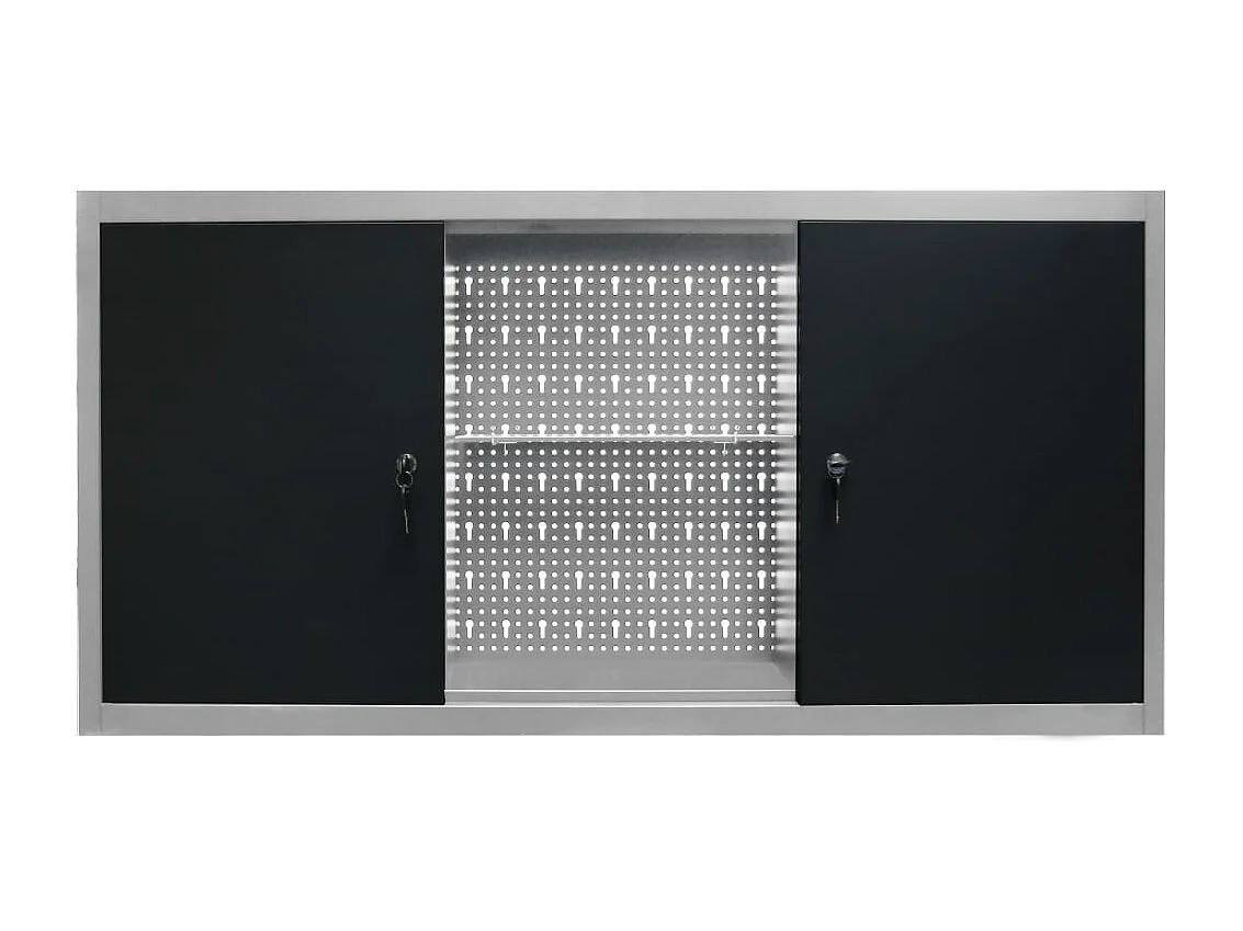 Armoire à outils murale Style Industriel Métal Gris et noir FR31548