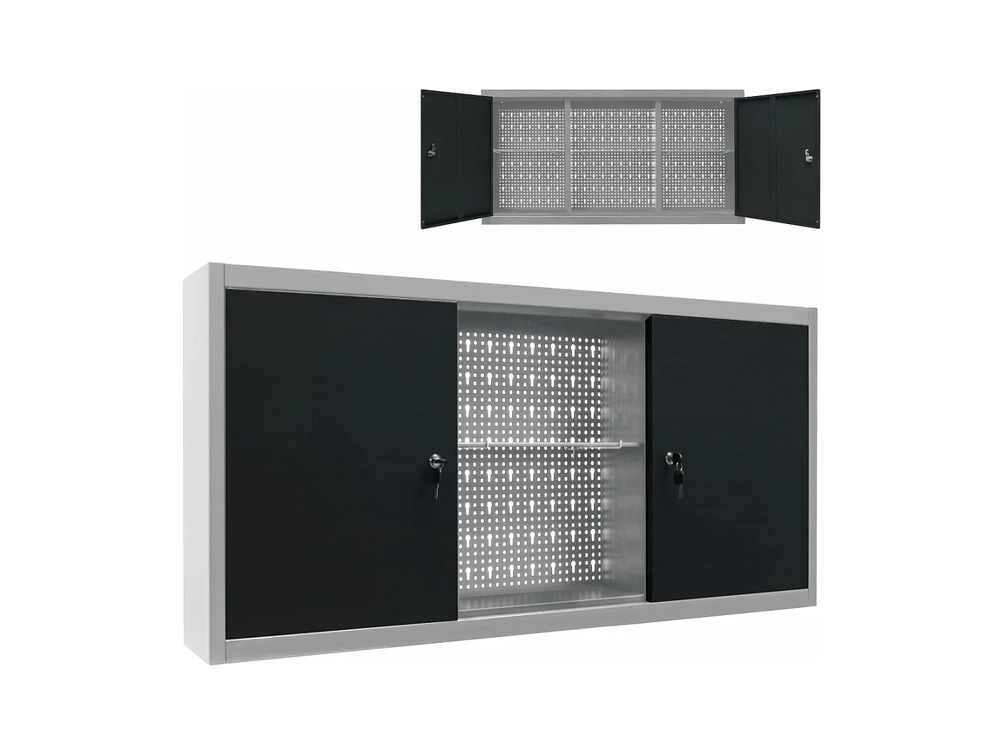 Armoire à outils murale Style Industriel Métal Gris et noir FR31548
