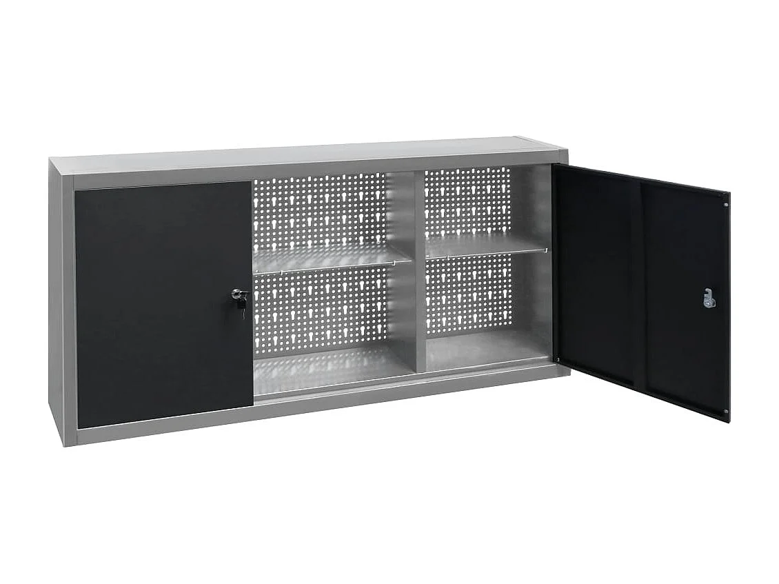Armoire à outils murale Style Industriel Métal Gris et noir FR31548