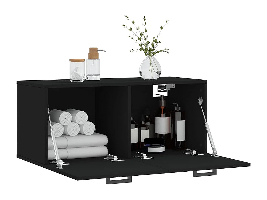Armoire murale noir 80x36,5x35 cm bois d'ingénierie FR93726