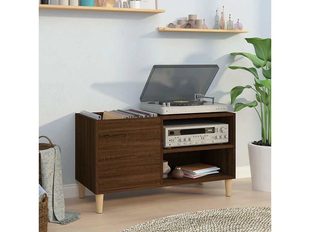 Armoire à disques chêne marron 84,5x38x48 cm bois d'ingénierie FR67457