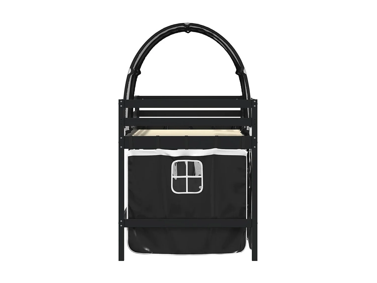 Lit mezzanine enfants et tunnel blanc/noir 90x190 cm pin massif FR28475