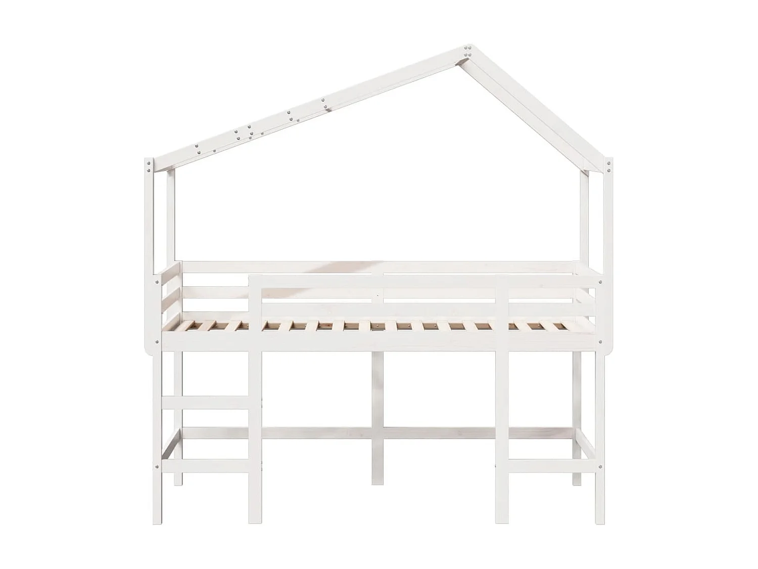 Lit mezzanine et échelle et toit blanc 80x200cm bois pin massif FR51492