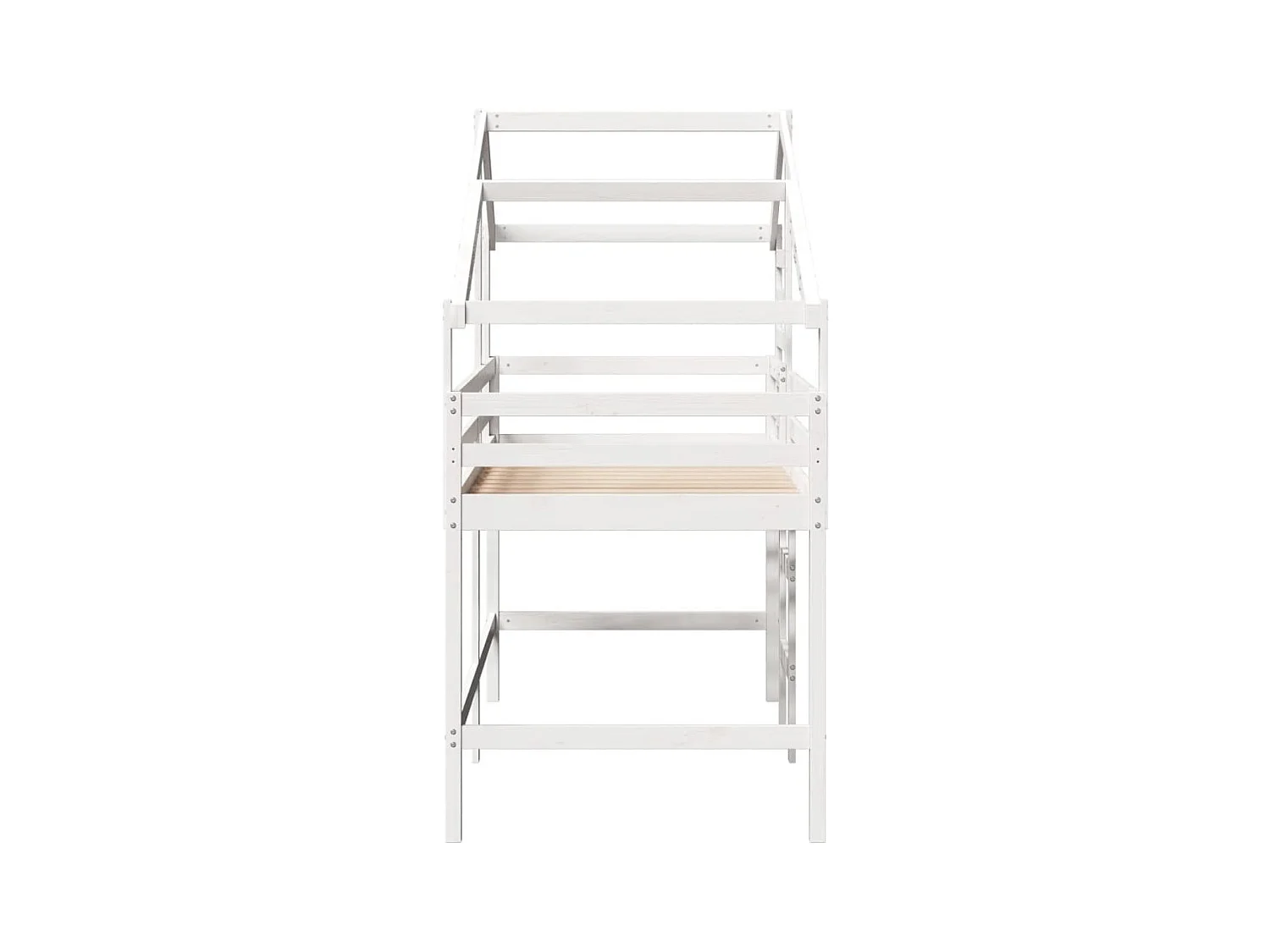 Halfhoogslaper met ladder en bedhuis grenenhout wit 90x190 cm BE352538