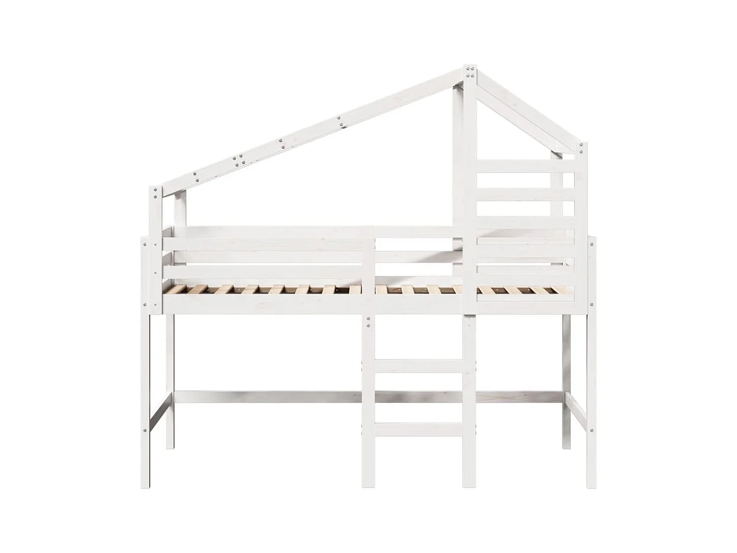 Halfhoogslaper met ladder en bedhuis grenenhout wit 90x190 cm BE352538