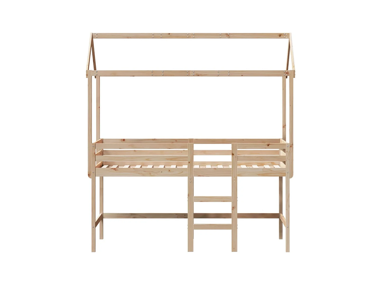 Lit mezzanine et échelle et toit 90x200 cm bois de pin massif FR67415