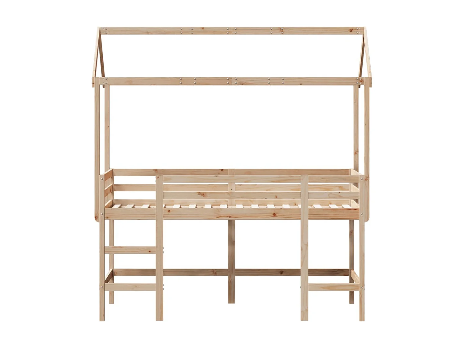 Lit mezzanine et échelle et toit 90x200 cm bois de pin massif FR96292