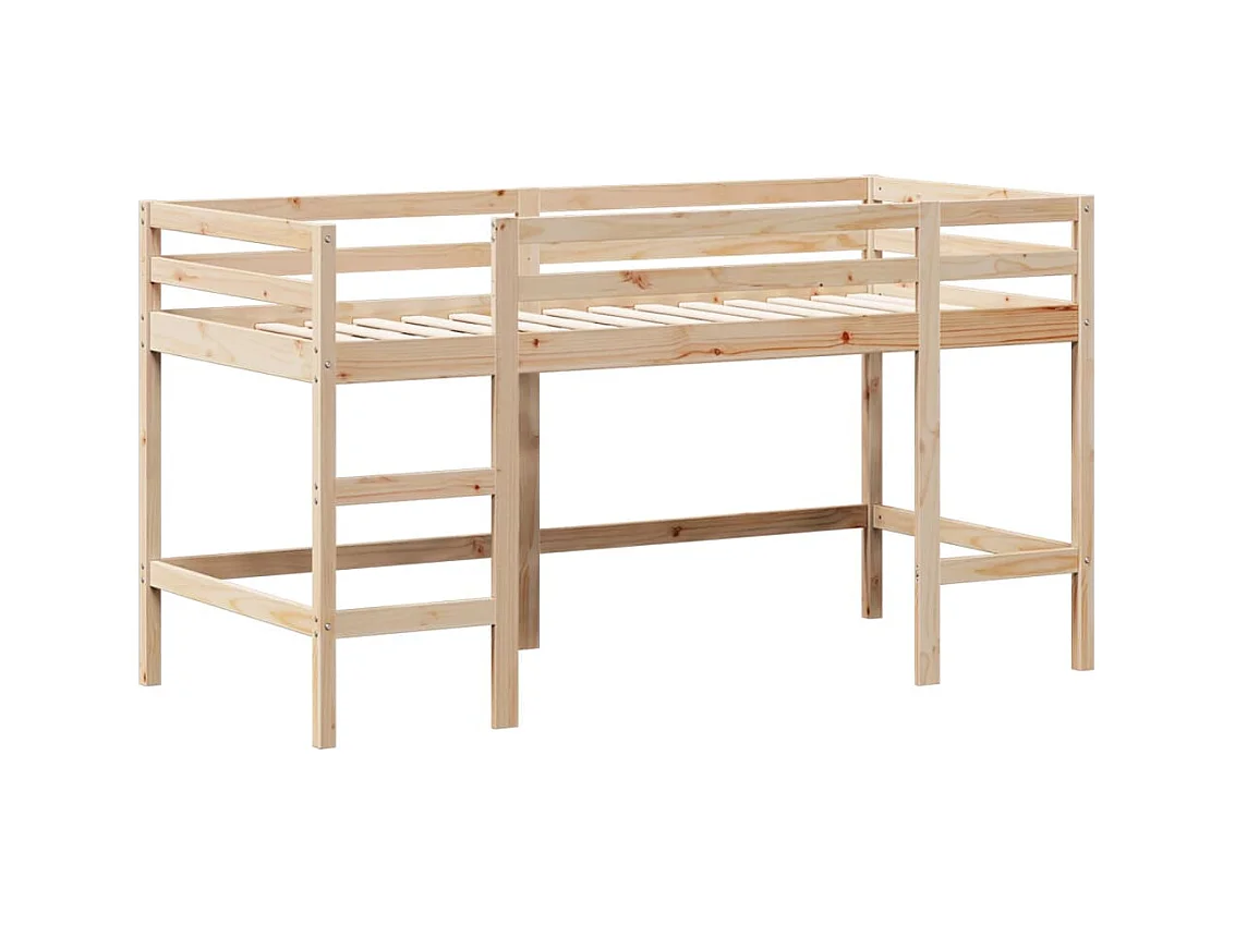 Lit mezzanine et échelle et toit 90x200 cm bois de pin massif FR96292