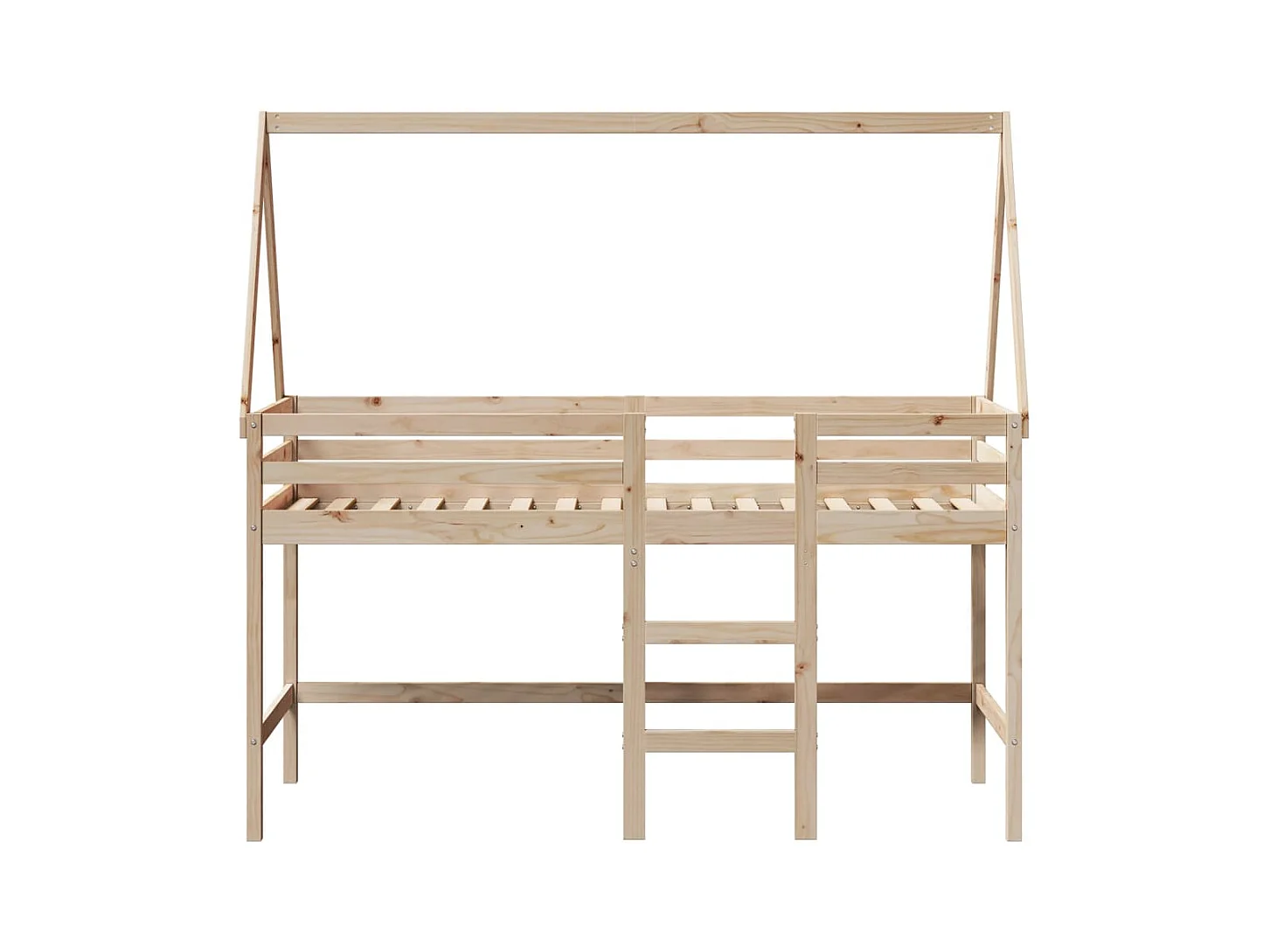 Lit mezzanine et échelle et toit 90x200 cm bois de pin massif FR28161