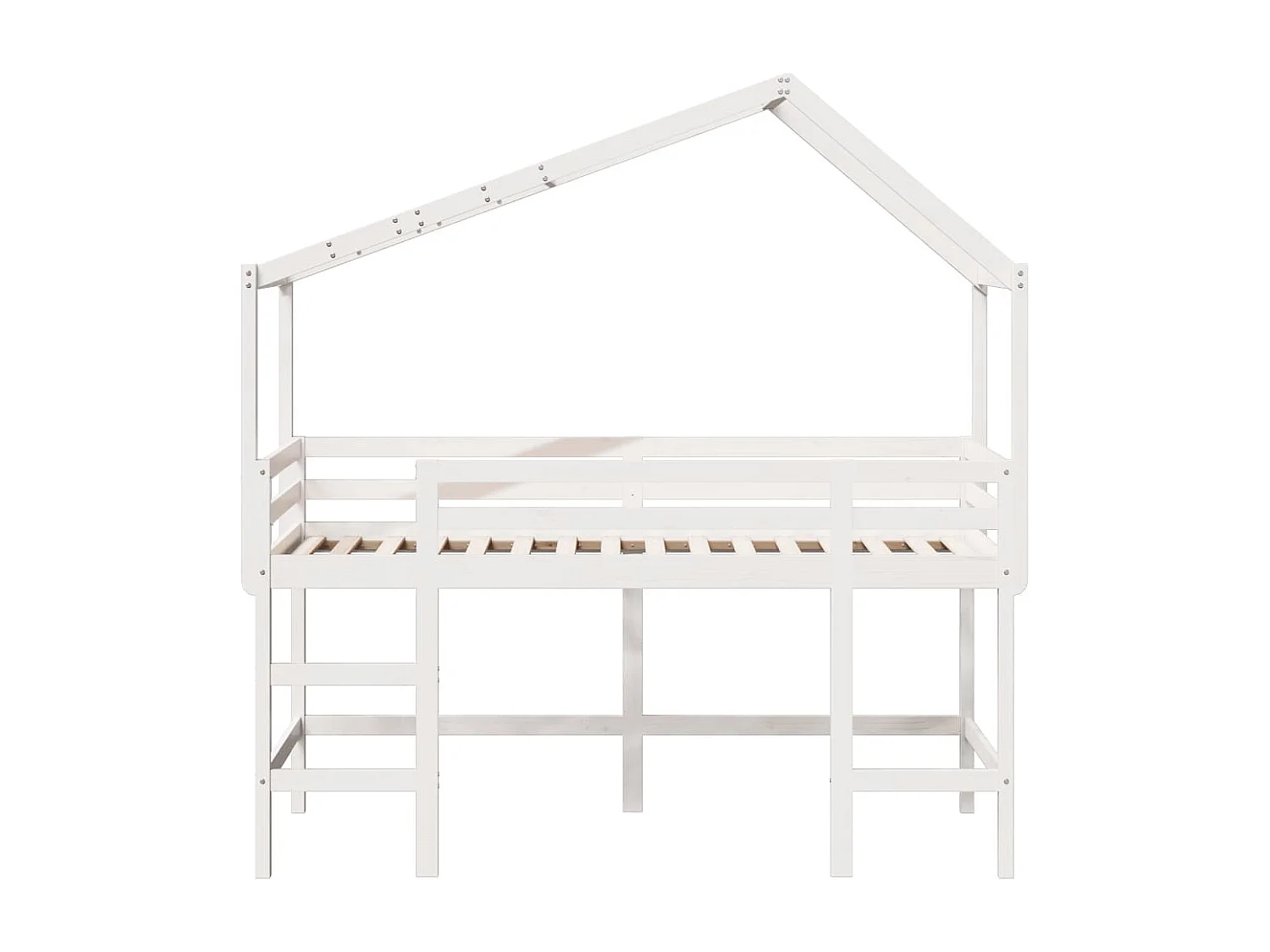 Halfhoogslaper met ladder en bedhuis grenenhout wit 90x190 cm BE750428
