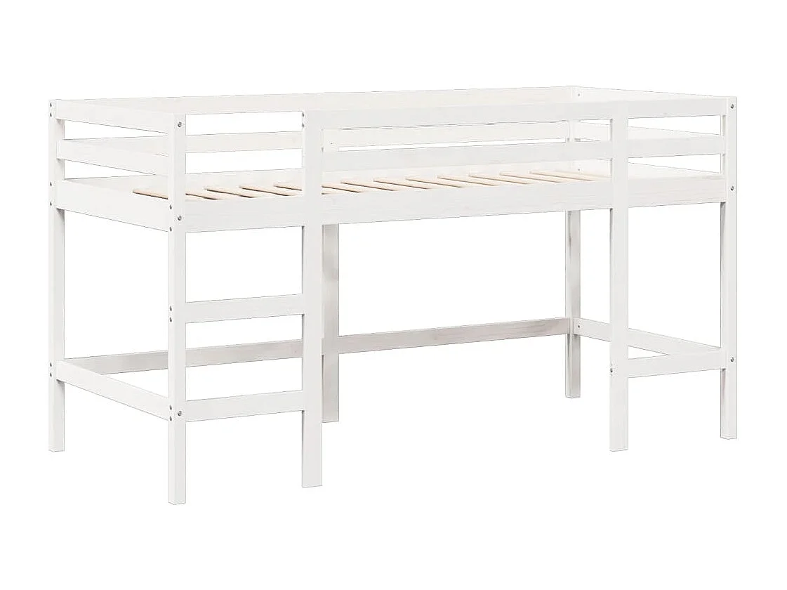 Halfhoogslaper met ladder en bedhuis grenenhout wit 90x190 cm BE750428