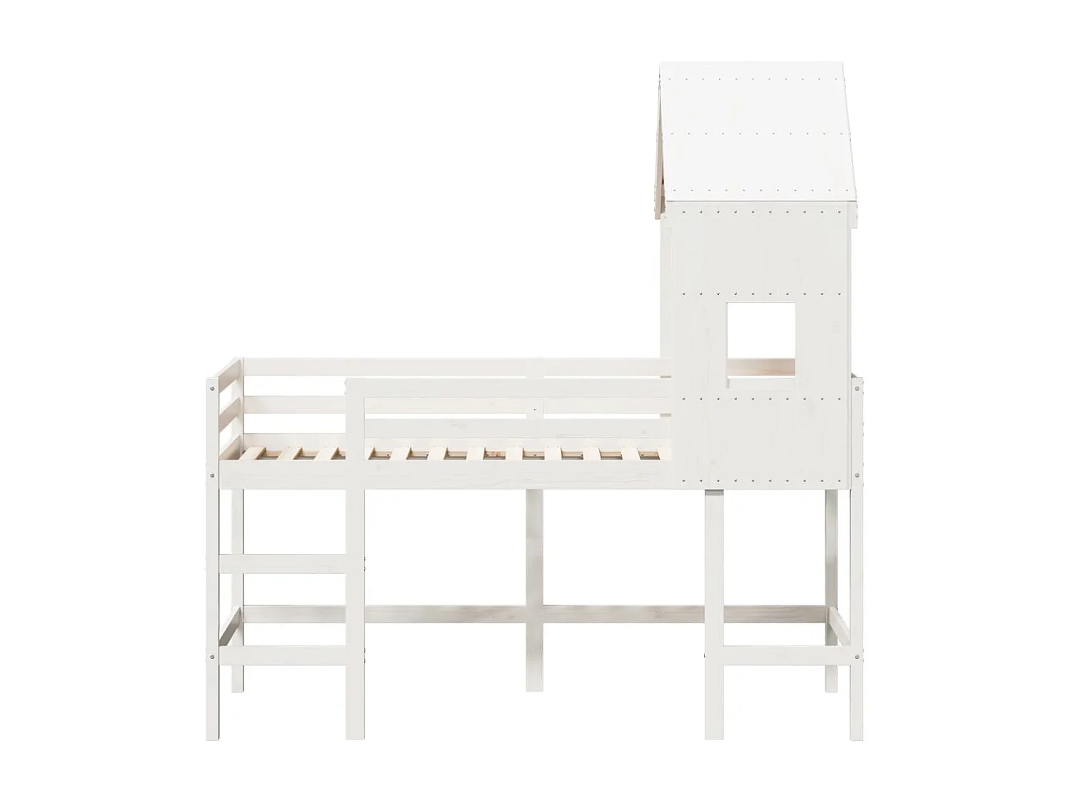 Lit mezzanine et échelle et toit blanc 80x200cm bois pin massif FR55406