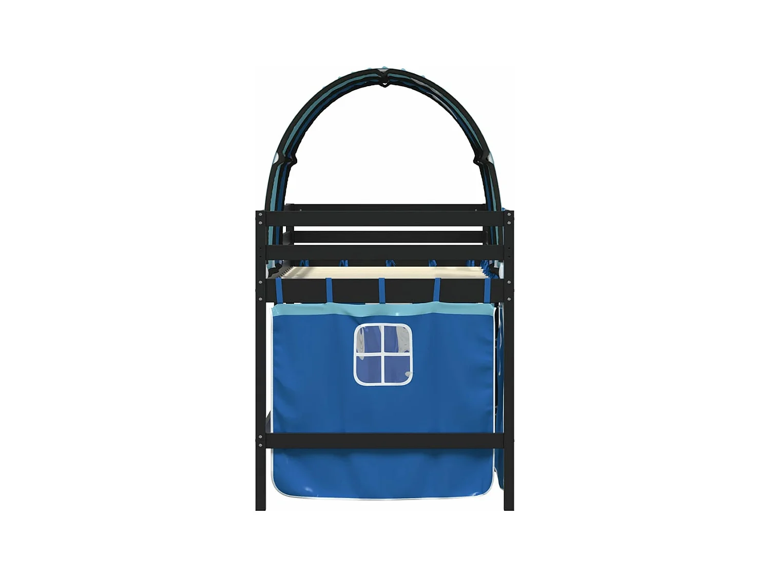 Lit mezzanine enfants avec tunnel bleu 80x200cm bois pin massif FR58046